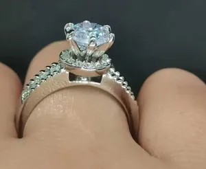 Stainless Steel Gorgeous Silver Simulated Diamond Inlaid Ring Size 7 thumbnail 5