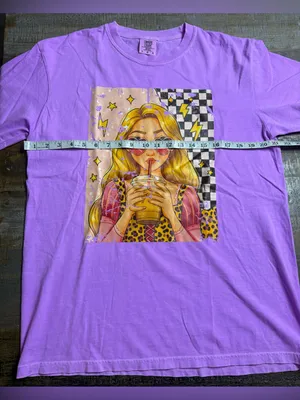 Comfort Colors Neon Violet Short Sleeve Tee with Pop Art Princess Coffee Graphic thumbnail 5