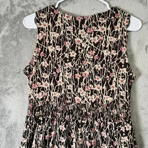 Vintage Brown Floral Midi Dress Earth Fairy Boho Cottagecore Sleeveless V-Neck S thumbnail 3