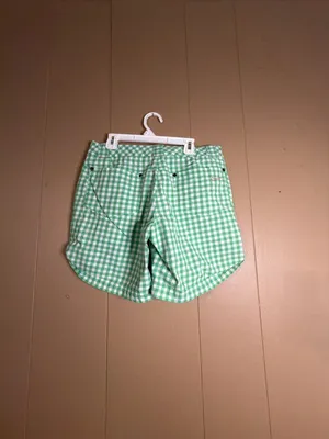 Nike Golf Sport Dri-Fit Women's Green Gingham Check Athletic Shorts thumbnail 2