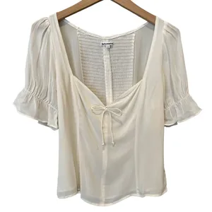 Reformation Delevan Ruffle Sleeve Top Size 10 thumbnail 1