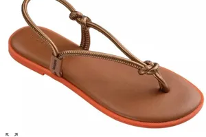 Havaianas Una Acai Cord Strap Slingback Sandals Beach Bronze Orange Sole Sz 9 thumbnail 1