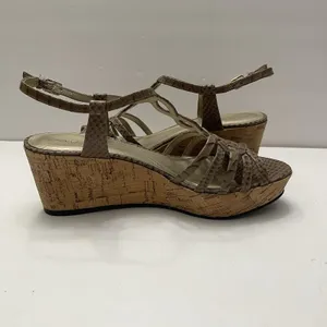 Tahari Star Cork Wedge Platform Tan‎ Snakeskin Sandal Women's 8 M Shoes Open Toe thumbnail 7