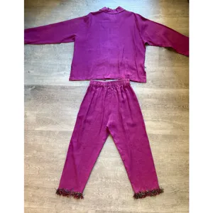 VTG T. Elliot 100% Linen Shirt And Pants Set Size S Colorful Fringe Art To Wear thumbnail 11