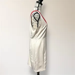 NWT English Factory Anthropologie L Beige Sleeveless Dress Varsity‎ Stripe Retro thumbnail 3