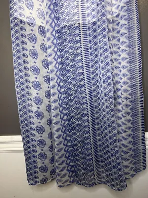 Hollister Skirt Womens Large Blue White Geometric Pleated Maxi Lined Boho thumbnail 6