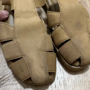 EARTH | Women's Tan Leather Elastic Strappy‎ Fisherman Cadged Sandals, Size 6.5 thumbnail 4