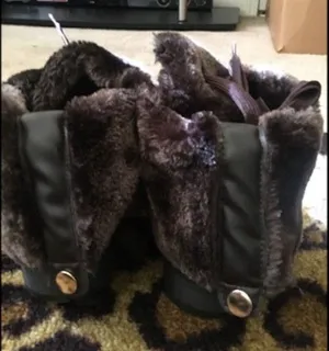 Olivia Miller Women's Faux Fur Lined Boots Winter Cuffed Size 7 Brown thumbnail 1