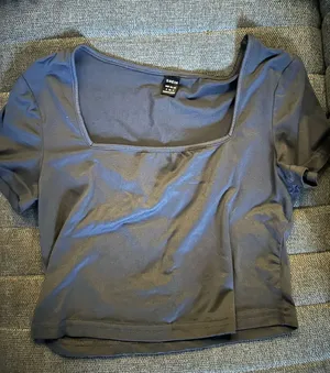 Grey Shein Square Neck Crop Top thumbnail 1