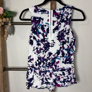 Olive and Oak Abstract Print Purple Blue White Sleeveless Blouse Size Medium thumbnail 5