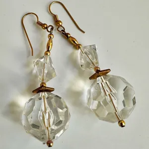 Gold tone clear beaded statement earrings thumbnail 9