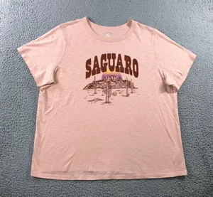 Old Navy Saguaro Desert Graphic Tee Women XL Tall Pink Western Retro Slub Cotton thumbnail 1