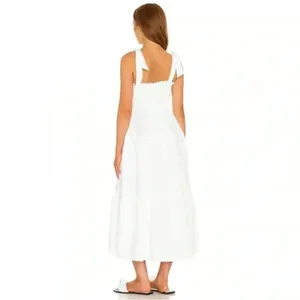 NWT Faithfull the Brand Bellamy Bridal Graduation Linen Midi Dress Plain White thumbnail 2