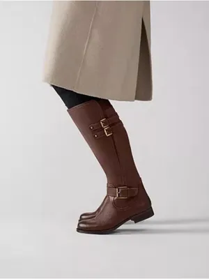 Naturalizer Black Leather Knee High Buckle Boot Size 8.5W Wide Calf thumbnail 7