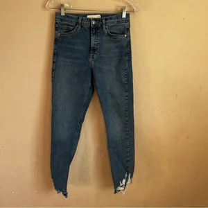Top Shop Jamie High Rise Chew Hem‎ Skinny Denim Jeans thumbnail 3