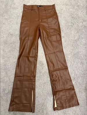 Zara Brown faux Leather boot cut pants thumbnail 1