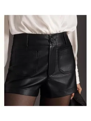 Anthropologie Maeve The Colette Black High Rise Faux Leather Shorts Women’s 32 thumbnail 12