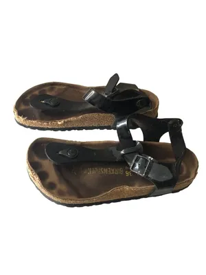 Birkenstock Kairo Thong Sandals Black Patent 36 Women's Size 5 thumbnail 3