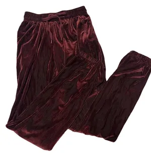 Velour Maroon Joggers thumbnail 1
