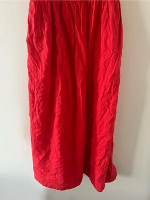 Old Navy Red Bow Front Midi Dress Small Cotton Resort Vacation Euro Summer thumbnail 3