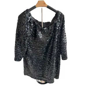 VTG 80s‎ Cynthia Kent Miami Top Sequin Black Cocktail Party Glam Holiday Disco thumbnail 3