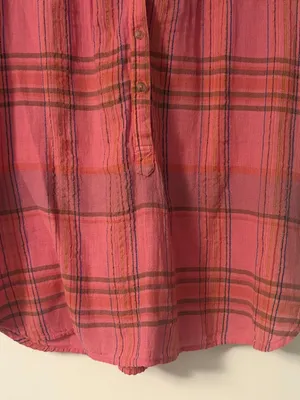 Pilcro Anthropologie Serena surf blouse embroidered plaid size medium oversized thumbnail 7