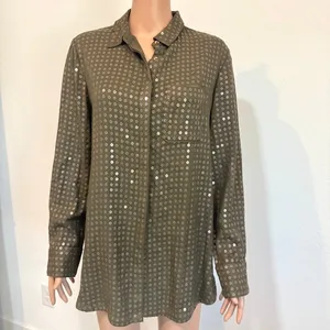 Anthropologie Maeve small Arwa sequin button up shirt blouse TLS2 2764 thumbnail 8