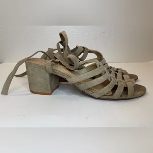 Schutz Sandals Tan Lace Up Block Heel Melancy Strappy Size‎ 7.5 thumbnail 5