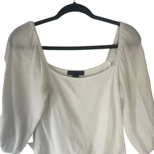 Anthropologie Sanctuary Size Small White Round Neck Puff Sleeve‎ Top thumbnail 2