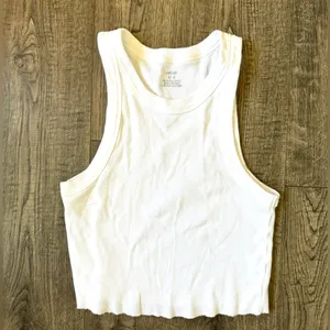 Aerie Free Spirit White Ribbed Crop Tank thumbnail 2