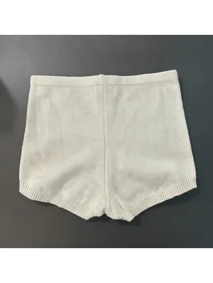 Peppermayo Sequin Sparkle Knit Lounge Shorts Cream S/M Cozy Soft Festival thumbnail 2