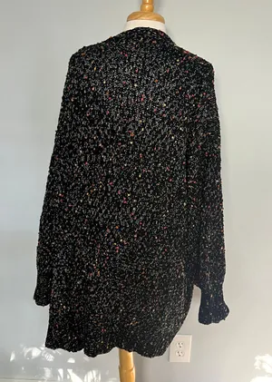 Haptics Black Colorful Pom Pom Cardigan Sweater thumbnail 2