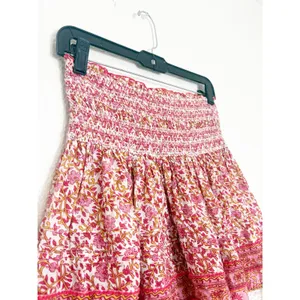 Poupette St Barth Galia Smocked Mini Skirt Size XS Pink Mistral Floral Boho thumbnail 9