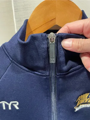Cute navy white stripe TYR swim uniform jacket John Carroll team pockets thumbnail 8