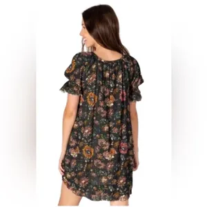 Natural Life Sienna Cotton Gauze Mini Floral Black‎ Dress XS/S thumbnail 2