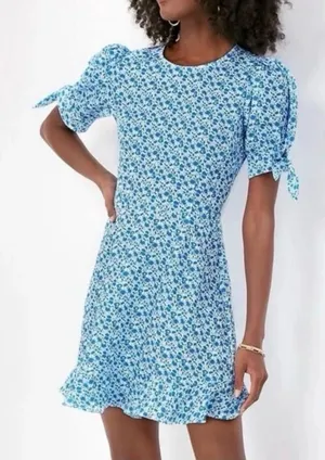 Hyacinth house Blue Floral Tie-Sleeve Dress - Tuckernuck thumbnail 1