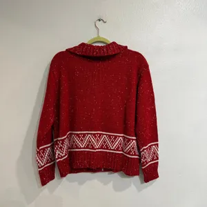 Magnolia Boutique Red White Moose Aztec Zip Sweater Cardigan Sz S NWOT thumbnail 11