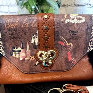 Beautiful Clutch Crossbody Handbag Turn Lock Fur Trim thumbnail 6