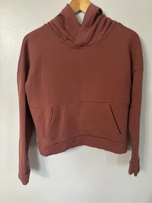Women's FLX Cropped Pullover Hoodie Brown Size M thumbnail 1