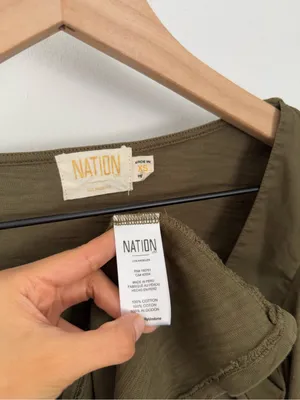 Nation LTD XS Pascale Top Lagoon Olive Boxy Relaxed Square Neck thumbnail 7