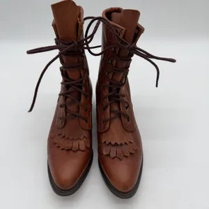 Durango Vintage Rustic Kiltie Lace Up Prairie Western Ruffle Boots 7 Leather thumbnail 6