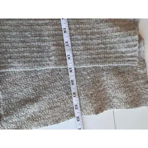 Free People‎ Mock Neck Zip Front Tassel Detail Oversized Knit Sweater Beige XS thumbnail 4