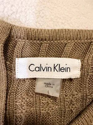 Calvin Klein Beige, Black and Cream Cable Knit Fit-and-Flare Dress thumbnail 3