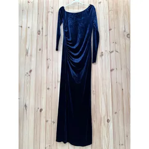 NWT Lulus Notorious Icon Navy Blue Velvet Asymmetrical Maxi Dress Gala Size XL thumbnail 2