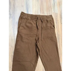 Zara‎ Brown Textured Drawstring Pants Elastic Waist Tapered Women's M thumbnail 4