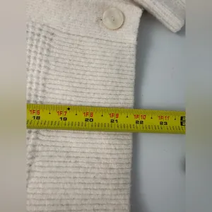 Banana Republic Cream Ivory‎ Aire Wool Blend Cardigan Waffle Knit Small GUC thumbnail 6
