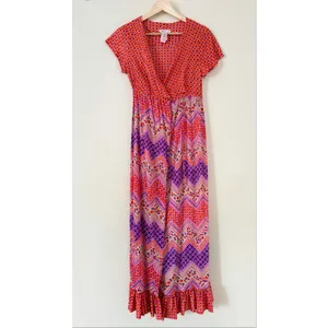 Vintage 70s Saramal Lingerie Wrap‎ Nylon Dress Bohemian Retro Disco Maxi Small thumbnail 2