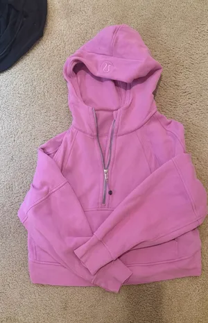 Dahlia Mauve Scuba Oversized Half-Zip Hoodie- Size XS/S thumbnail 1