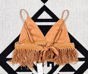 Sage The Label Giulia Boho Fringe Hem Crop Top in Rust Medium thumbnail 8