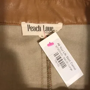 Peach love California all your life‎ faux leather skirt size large boho cute thumbnail 3